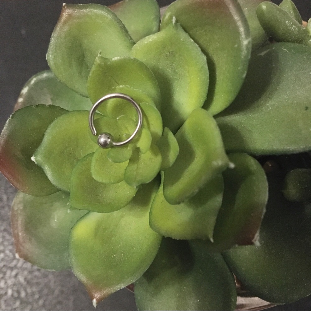 Silver septum captive bead nose hoop ring jewelry